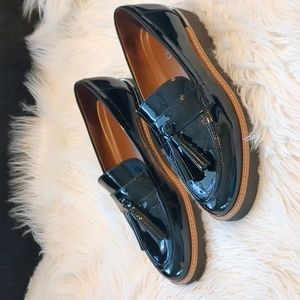Black patent leather loafers